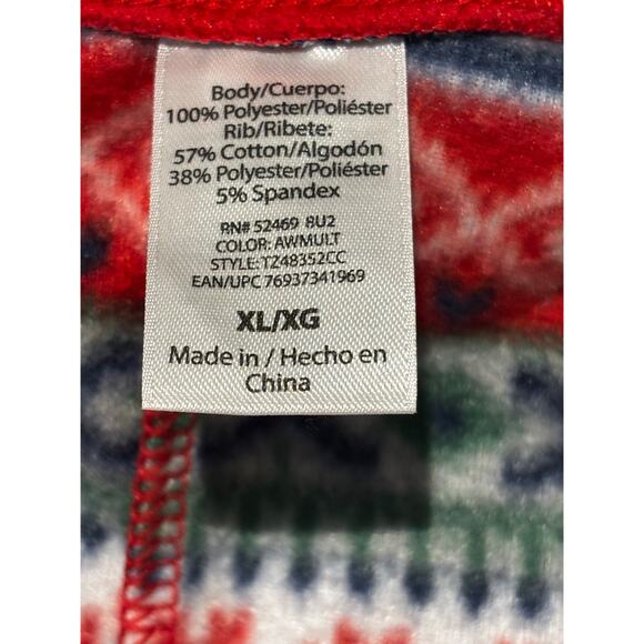 Christmas Union Suit Women XL Red Fair Isle Fleece Pockets Sleeves Zip pajamas - Picture 4 of 9